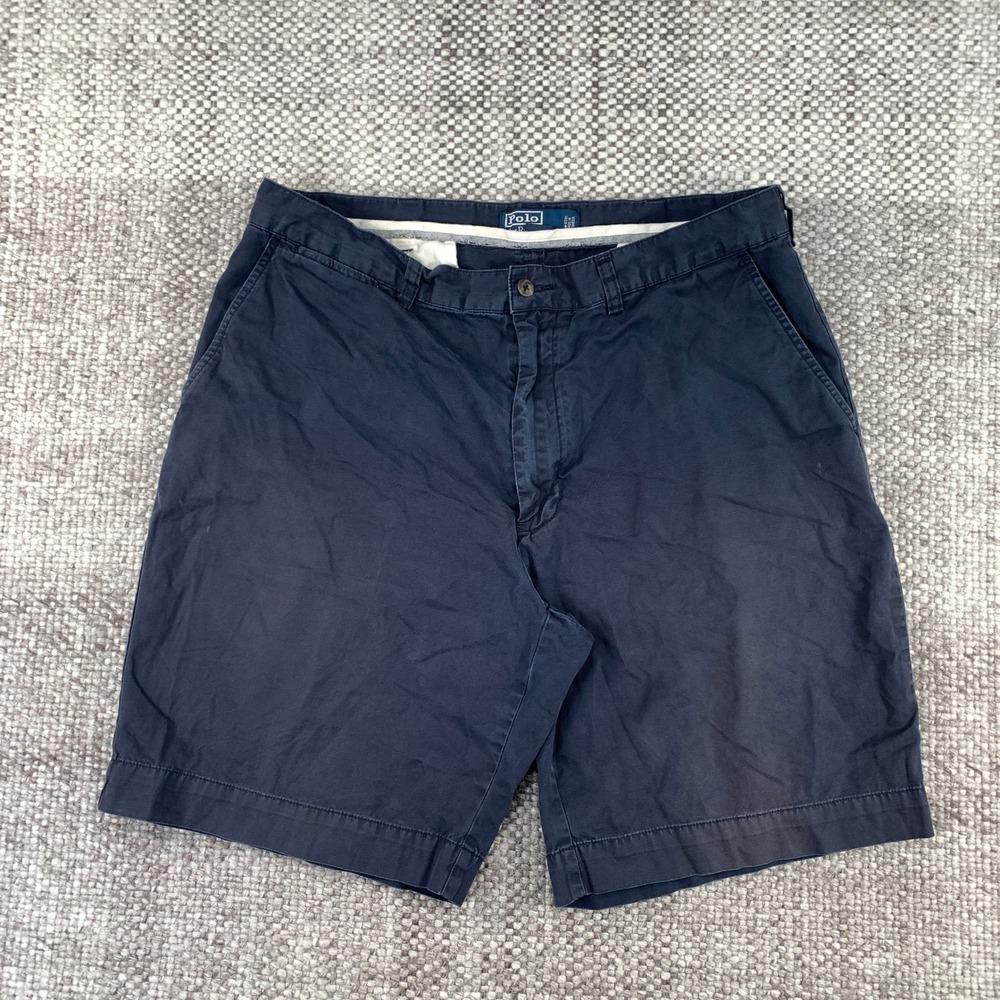 Polo Ralph Lauren Chino Shorts Mens 35 Navy Blue 100% Cotton 9" Inseam